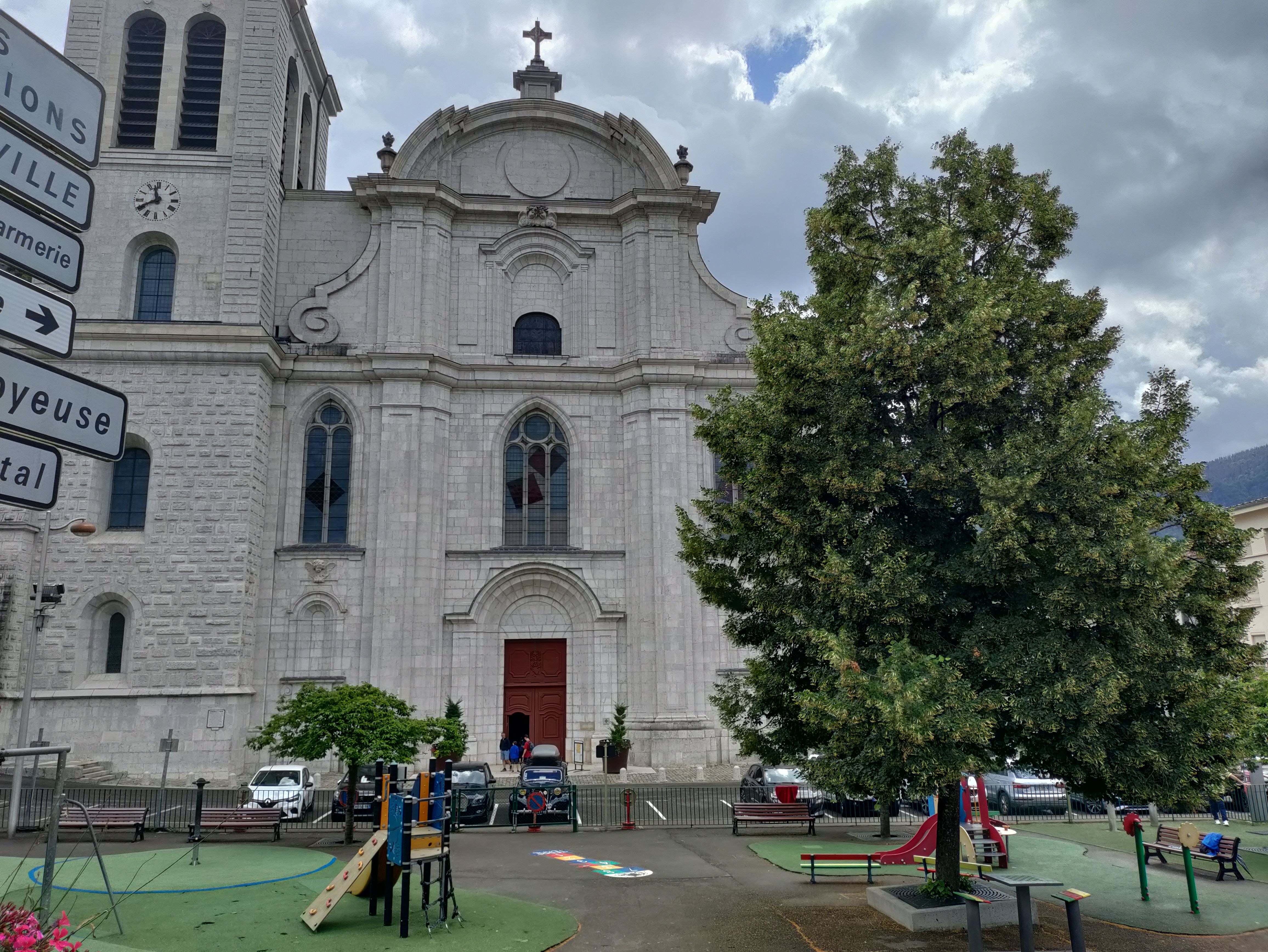 In front of the Cathedral in Saint Claude.