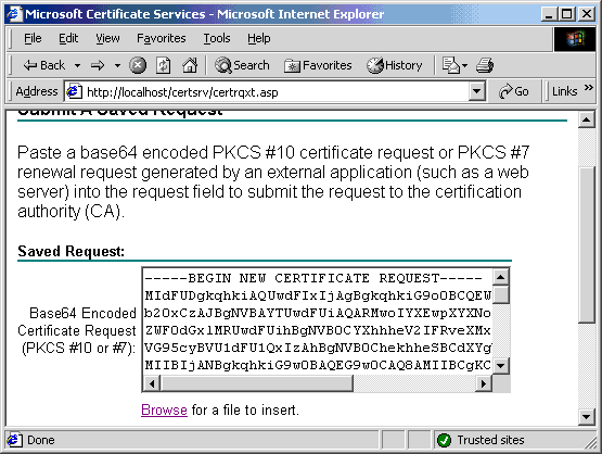 Microsoft Certificate Services - Microsoft Internet Explorer - Submit A Saved Request