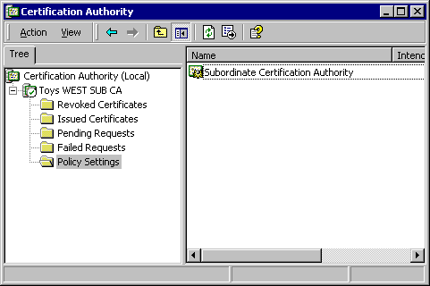Certification Authority - Policy Settings - Subordinate Certification Authority