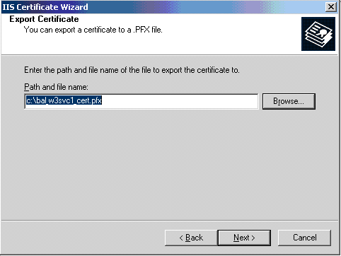 IIS Certificate Wizard - Export Certificate